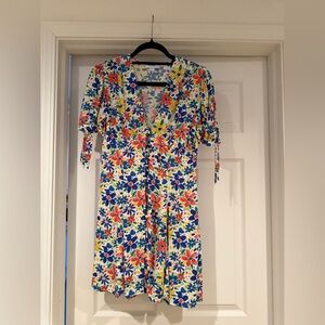 Topshop multi-Floral button down Short Sleeve Dress size 4